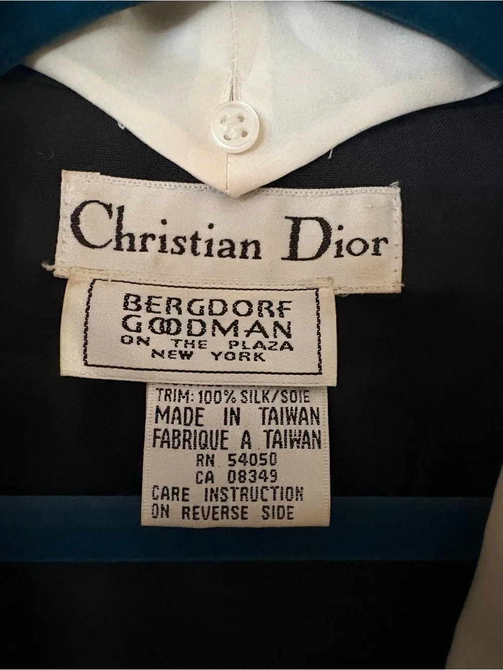 Dior Black Blazer with Removable Cream Satin Lapel and Cuff Trim